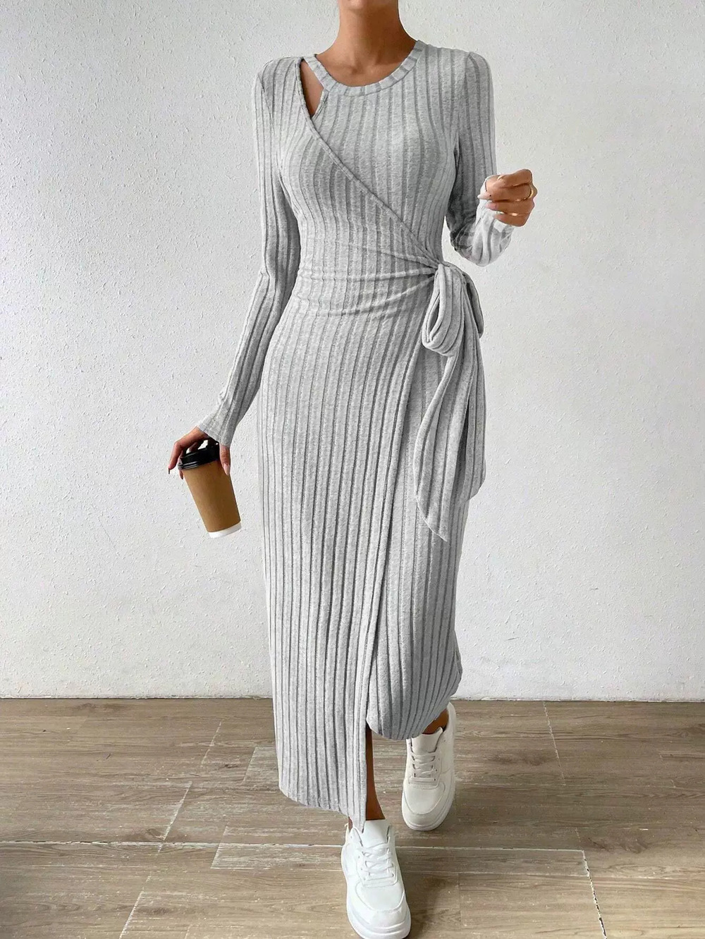 ZARA Spring Summer Knit Gray Asymmetrical Maxi Dress